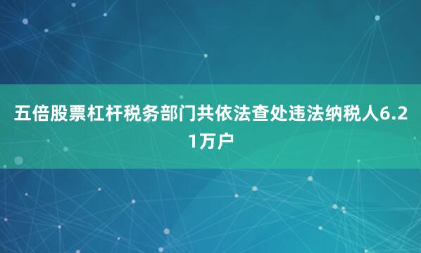 五倍股票杠杆税务部门共依法查处违法纳税人6.21万户